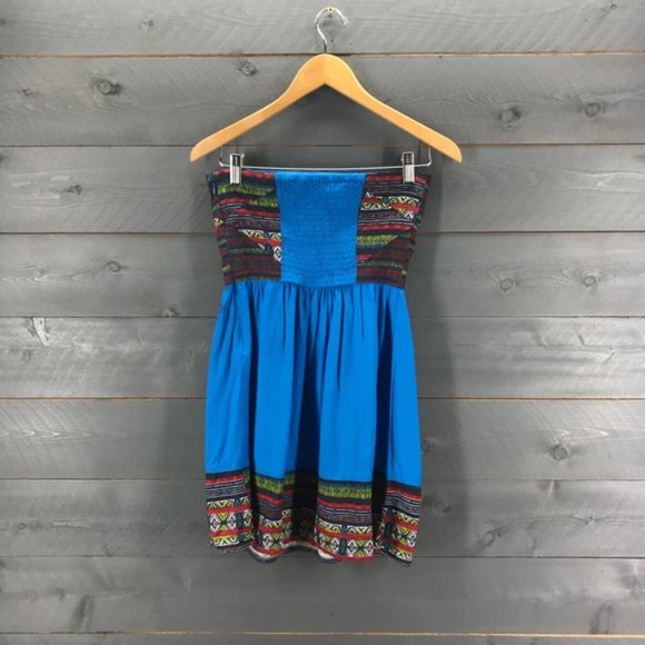 UO Silence + Noise Strapless Tribal Boho Dress S - Picture 4 of 7